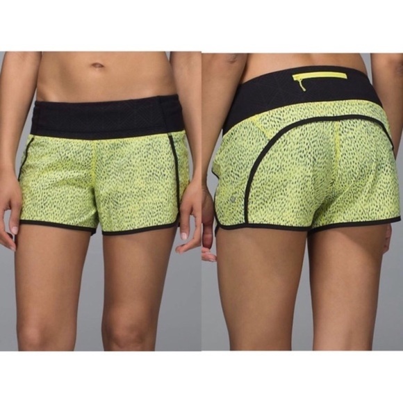 Lululemon Run Speed Short Dottie Dash Clarity Yellow and Black Sz 4 - Picture 3 of 12